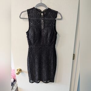 Juniors Speechless Black Lace Sequin Cut Out Dress Keyhole Back Size 5